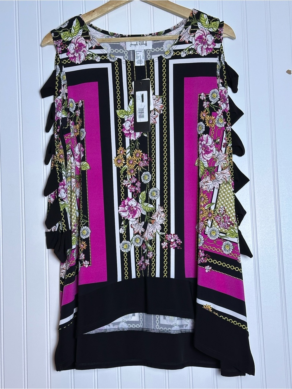 Joseph Ribkoff Slashed Sleeve Top Sz 8 NWT 3/4-length sleeves slashed tunic - Picture 2 of 9